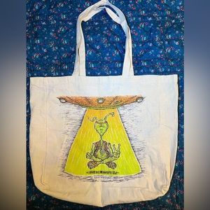 Earthbound Canvas Reusable Tote Bag Hippie Alien.